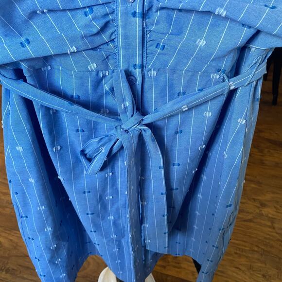 Eliza J. Dress Pinstripe Collared Button Down Shirt Dress Blue Womens Size 8 - Picture 6 of 8